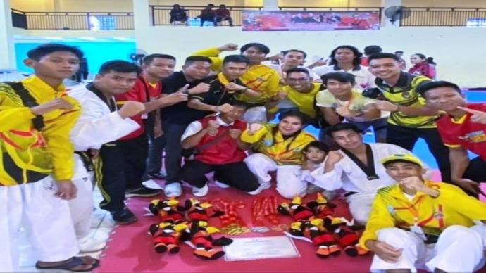 Sejumlah atlet Taekwondo Kabupaten Lamandau usai bertanding di Porprov XII Kalteng. (FOTO:BIB/FREE)