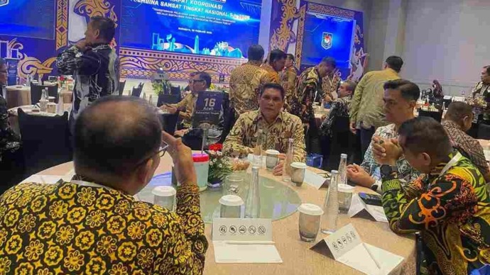 Suasana rapat koordinasi Pembina Samsat Tingkat Nasional Tahun 2025 di Surabaya, Selasa (25/2/2025). (MMCKALTENG)