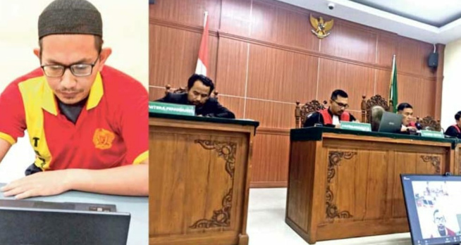 Kurir sabu seberat 50 kilogram, Warso (33), saat menjalani sidang perdana di Pengadilan Negeri Nanga Bulik, Kabupaten Lamandau. (FOTO: ISTIMEWA)