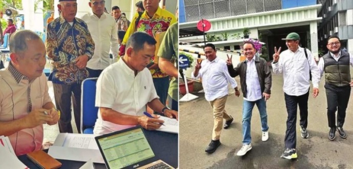 Gubernur dan Wakil Gubernur Kalteng terpilih, H. Agustiar Sabran dan H. Edy Pratowo serta Bupati terpilih Barito Selatan, Eddy Raya Samsuri, beserta wakilnya, Kristianto saat melaksanakan proses administrasi dan MCU. (IST)