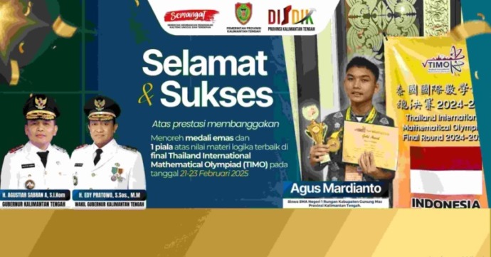 Agus Mardianto, siswa kelas XI SMAN 1 Rungan, sukses meraih medali emas dan satu piala dalam final TIMO. (MMCKALTENG)