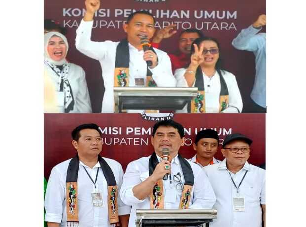 Jimmy – Inriaty (Foto atas) dan Shalahuddin – Felix mendaftarkan diri ke KPU Barito Utara, sebagai Bakal Calon Bupati -Wakil Bupati Barito Utara, Jumat (30/5)(FOTO IST)
