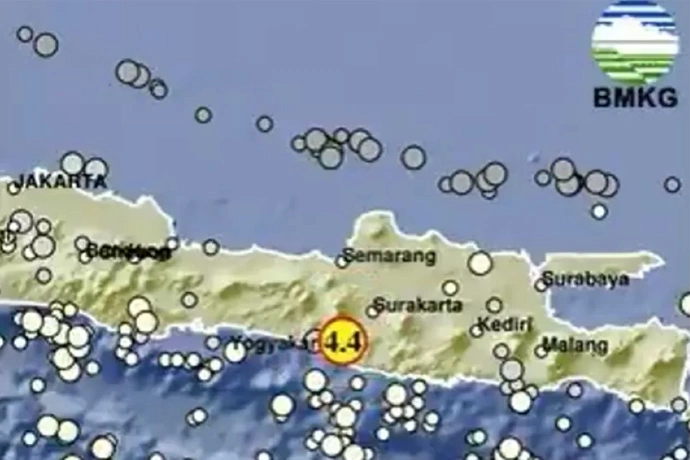 Gempa magnitudo 4,4 berpusat di Bantul, Selasa (2712026). (XBMKG)