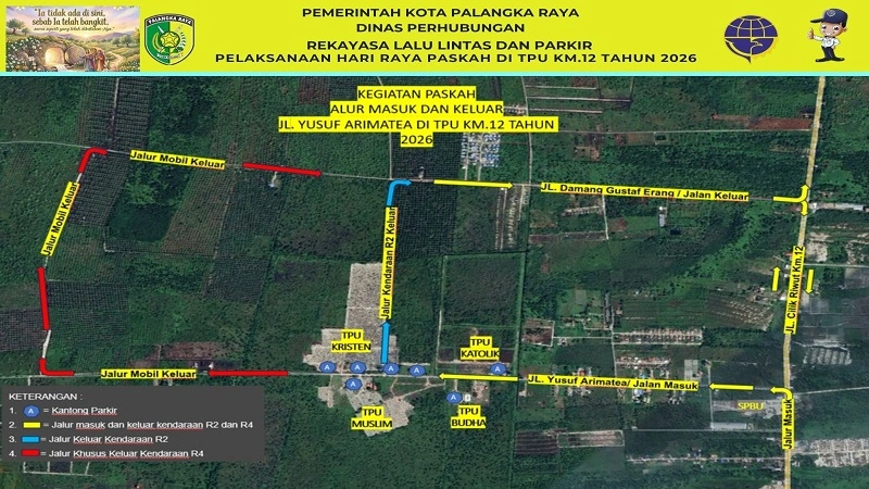Patuhi Rambu dan Arahan Petugas! Dishub KotaTerapkan Rekayasa Lalin di TPU Km 12 saat Paskah 2026