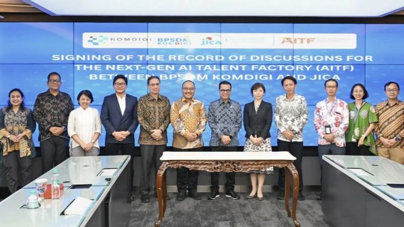 Kementerian Komunikasi dan Digital dan Japan International Cooperation Agency (JICA) menandatangani Catatan Diskusi (Record of Discussions) Proyek Kerja Sama Teknis Next Generation AI Talent Factory di Kantor Kementerian Komdigi, Jakarta Pusat, Senin (22/6/2026). (ANTARA/HO-Kementerian Komunikasi dan Digital)