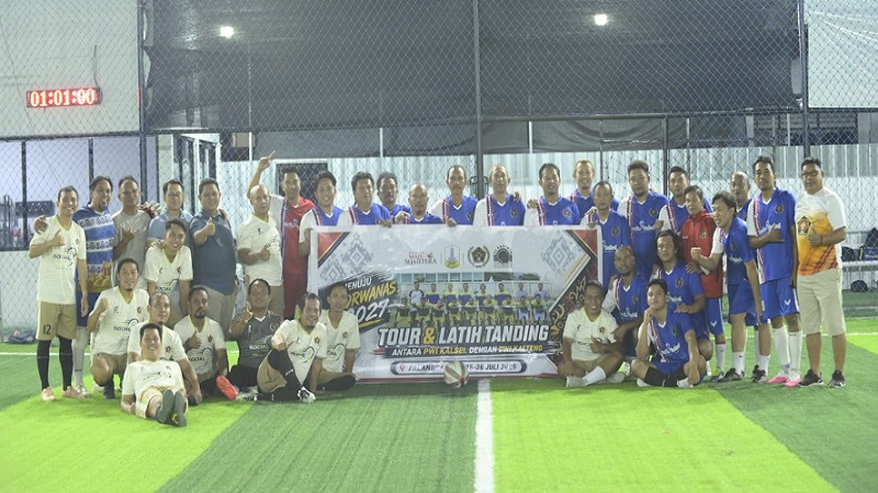 Seru! Laga Uji Tanding Minisoccer PWI Kalteng vs PWI Kalsel Berakhir Imbang 5-5
