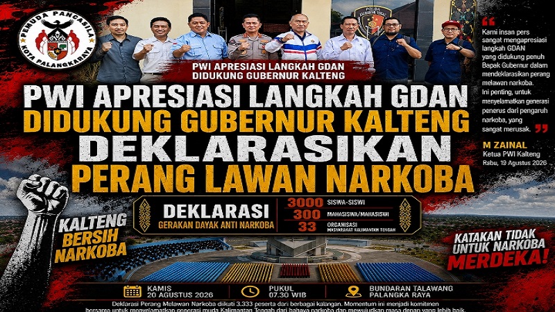 PWI Apresiasi Langkah GDAN, Bersama Gelorakan Semangat Memerangi Narkoba di Bumi Tambun Bungai